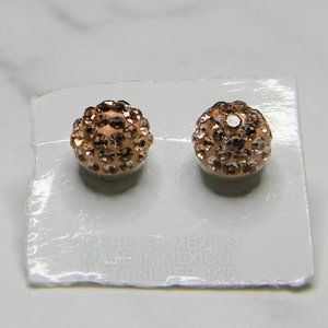 Silver(925) Light Brown round earrings